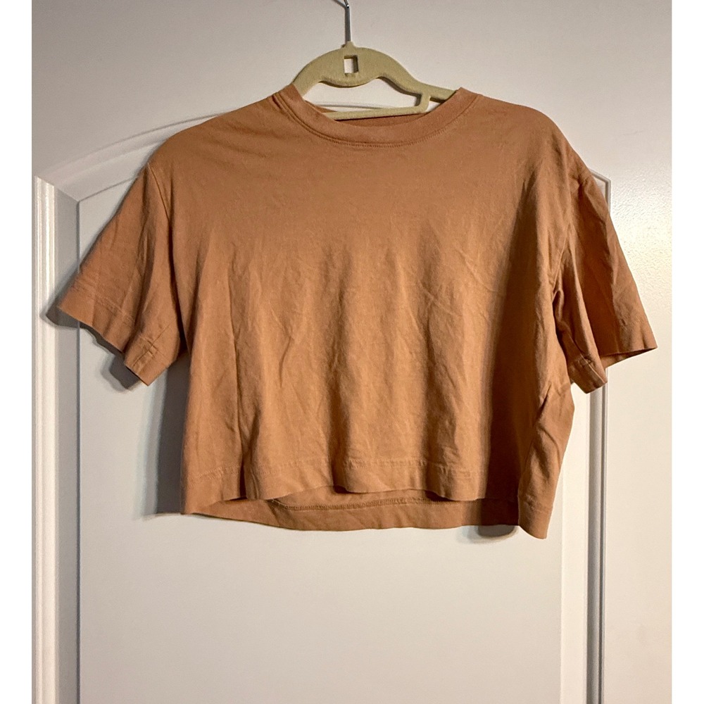 Everlane Boxy Crop Tee XS Terracotta Organic Cotton Short Sleeve Earthy Boho